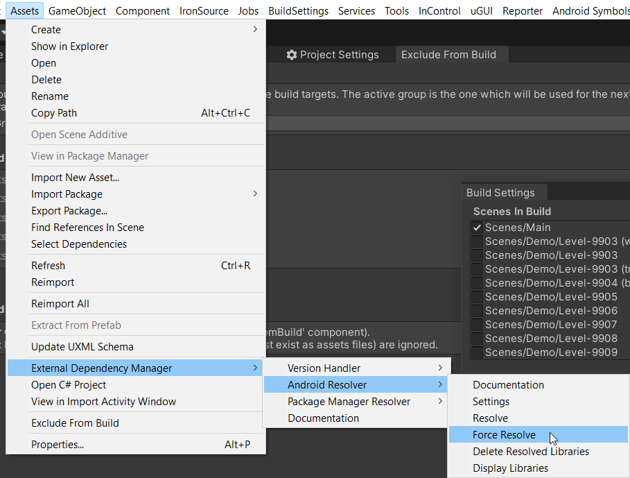 unity android dep manager resolve
