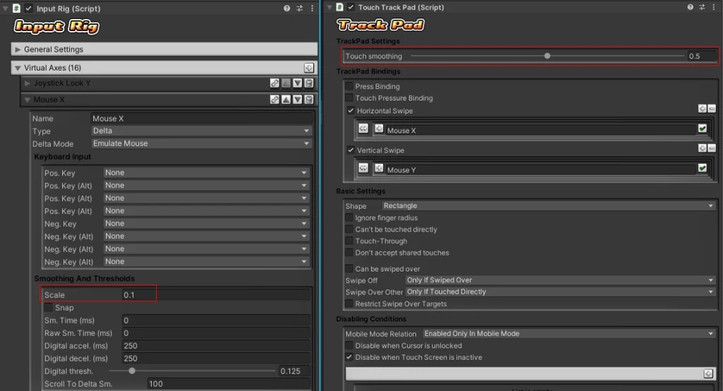 ControlFreak2 TouchTrackPad settings