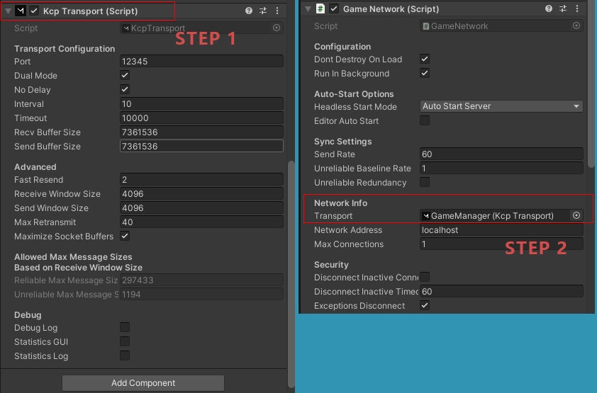 mirror transport choose and port setup