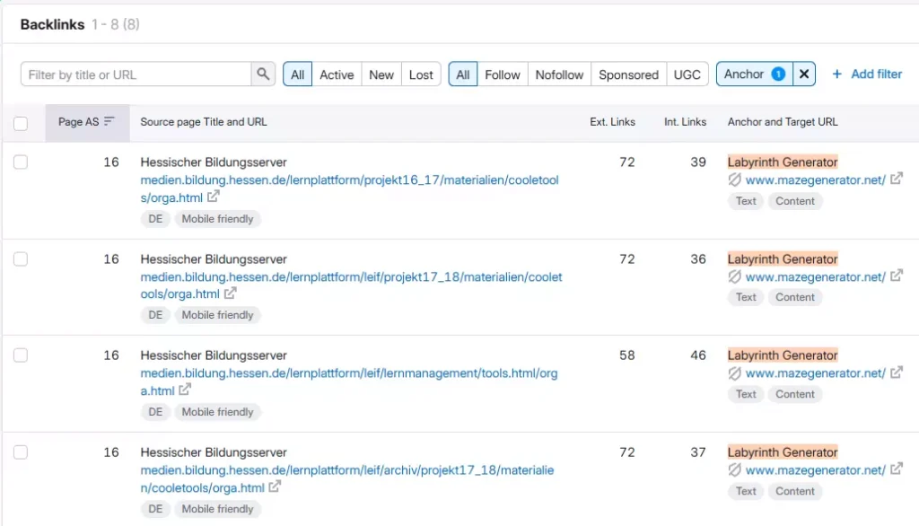 backlinks of Labyrinth generator
